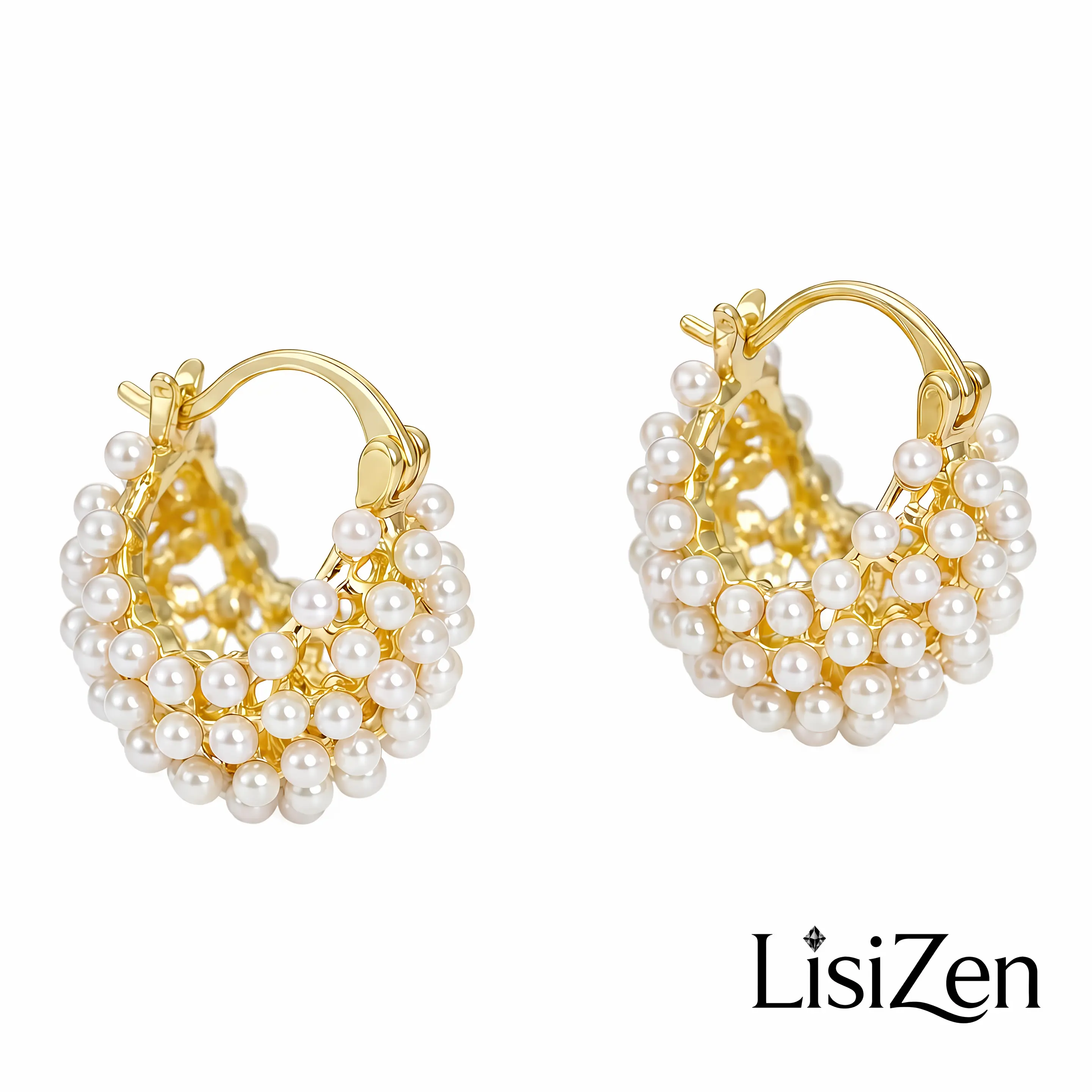 Beaded Basket Hoop Earrings for Women, 2025 Trend Jewelry, Chic Lightweight Luxury Statement Style DZEH1835