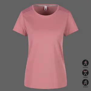 Solid-color short-sleeve crewneck women’s basic T-shirt, suitable for sports, casual wear, and everyday outfits; ideal for spring and summer and a perfect choice for daily wear.