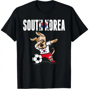 100% Cotton Dabbing Dog South Korea Soccer Fans Jersey Korean Football T-Shirt