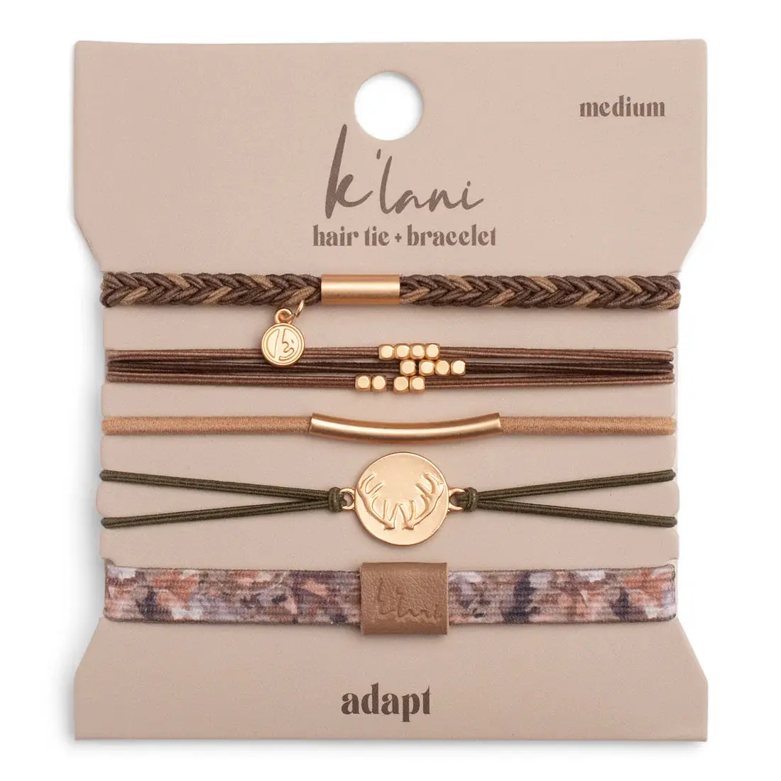 "Adapt" Camouflage with Antler Charm Hair Tie Bracelets