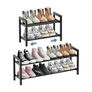 Expandable Shoe Rack 2 Tier Adjustable Shoe Organizer Shelf Space Saving Storage for Closet Entryway