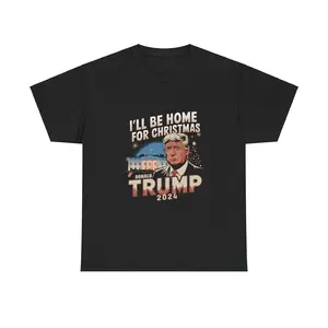 Christmas 2024 Trump Unisex Tee, I'll Be Home For Xmas Shirt, Holiday Gift, Political Humor, Festive Apparel