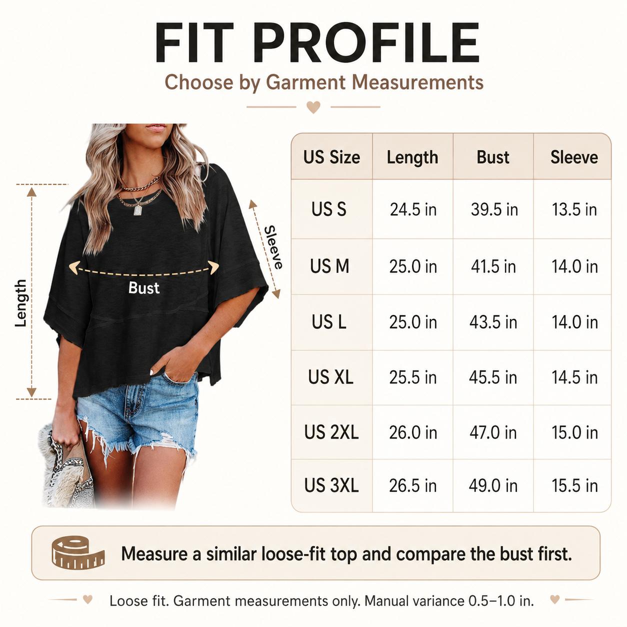 Women’s Summer Casual Crewneck Batwing Half Sleeve Top, Solid Color Loose Fit Flowy Basic T-Shirt Blouse for Everyday Wear