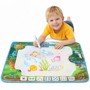 Dinosaur Water Drawing Mat - 31.5" x 23.6" Toddler Large Magic Doodle Canvas, Mess-Free Rainbow Painting Board with Alphabet & Numbers, Summer Vacation Educational Toys Birthday Gifts for Boys Girls Age 1-3 Watercolor Workbook Watercolor Pen,summerwins