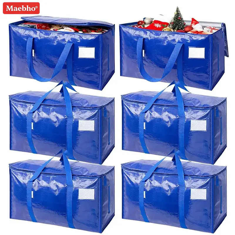Maebho 6-Pack Extra-Large Heavy-Duty Moving & Storage Bags - Waterproof, Foldable, with Handles & Zippers, Ideal for College Dorms & Home Organization