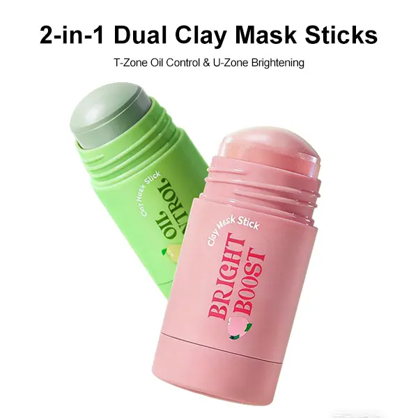 BEDOOK Clay Mask Stick, 2-Piece Set 2 x 20g | Dual T-Zone & U-Zone Care,  Oil Control, Blackhead Remover, Deep Pore Cleansing, Skin Brightening, Mess-Free Non-Drying Detox Mask for Smooth Skin,Gentle for Sensitive Skin
