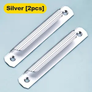 Newshark 2pcs Aluminum Arc Handle, Hidden Finger Pull for Cabinets and Wardrobes, Durable Stainless Steel Drawer Edge Seal Strip