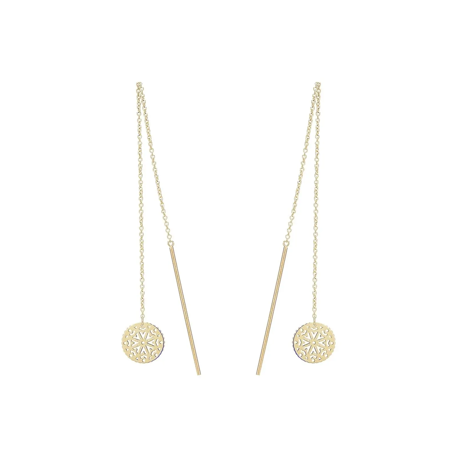 Gold Chain Earrings in Solid 10k Yellow Gold