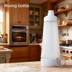 Handheld Batter Dispenser, Batter Mixing Bottle with Scale, Pancake Batter Dispenser, Kitchen Gadgets for Home Use, Utensils,Pancake Batter Dispenser with Blender Balls, Kitchen Batter Squeezer Bottle Suitable for Cupcakes, Pancakes, Muffins Smooth