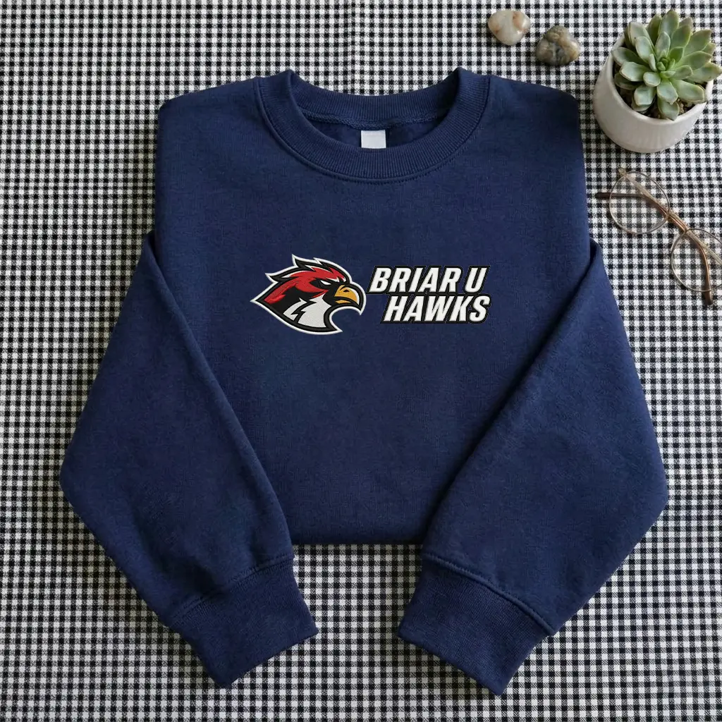 Embroidered Briar U Hawks Sweatshirt, Hockey Romance Crewneck, College Sports Embroidery Hoodie, BookTok Inspired Apparel, Briar University Fan Gift
