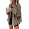 CHOUYATOU Women's Loose Fit Batwing Sleeve Waffle Knit Button Down Shacket Top - Women's Clothes, Outfits Suit for Casual Chic Office Wear in Spring Fall Winter, Tops For Women