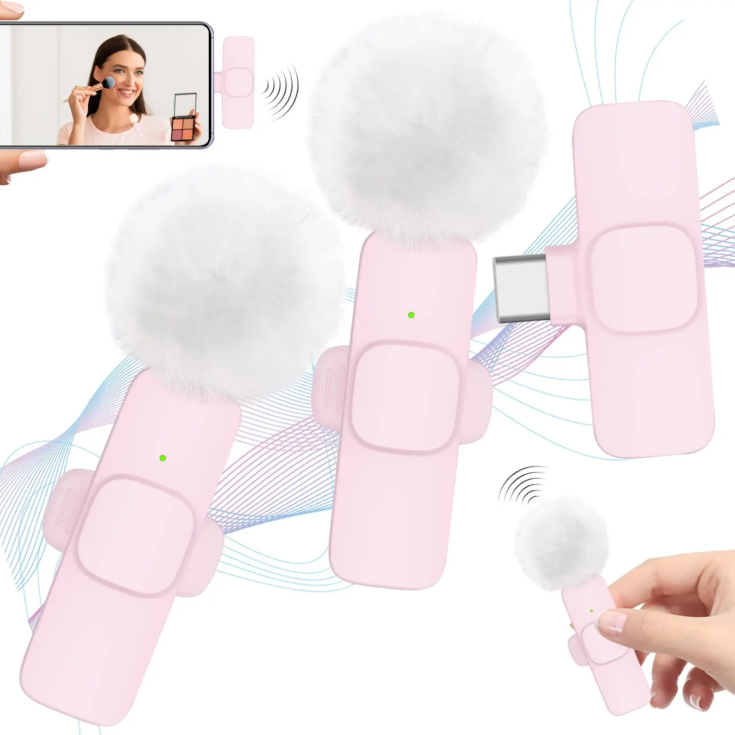 Wireless Lavalier Microphone for iPhone iPad, Type-C Lapel Mic, Plug-Play 2.4g, Ultra-Low Delay, Noise Reduction, Video Recording, Interview, Podcast, Vlog, USB Rechargeable Mic