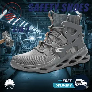 Black Waterproof High-top Anti-Smash & Anti-Piercing Work Boots: Steel-Capped Safety Shoes for Boys