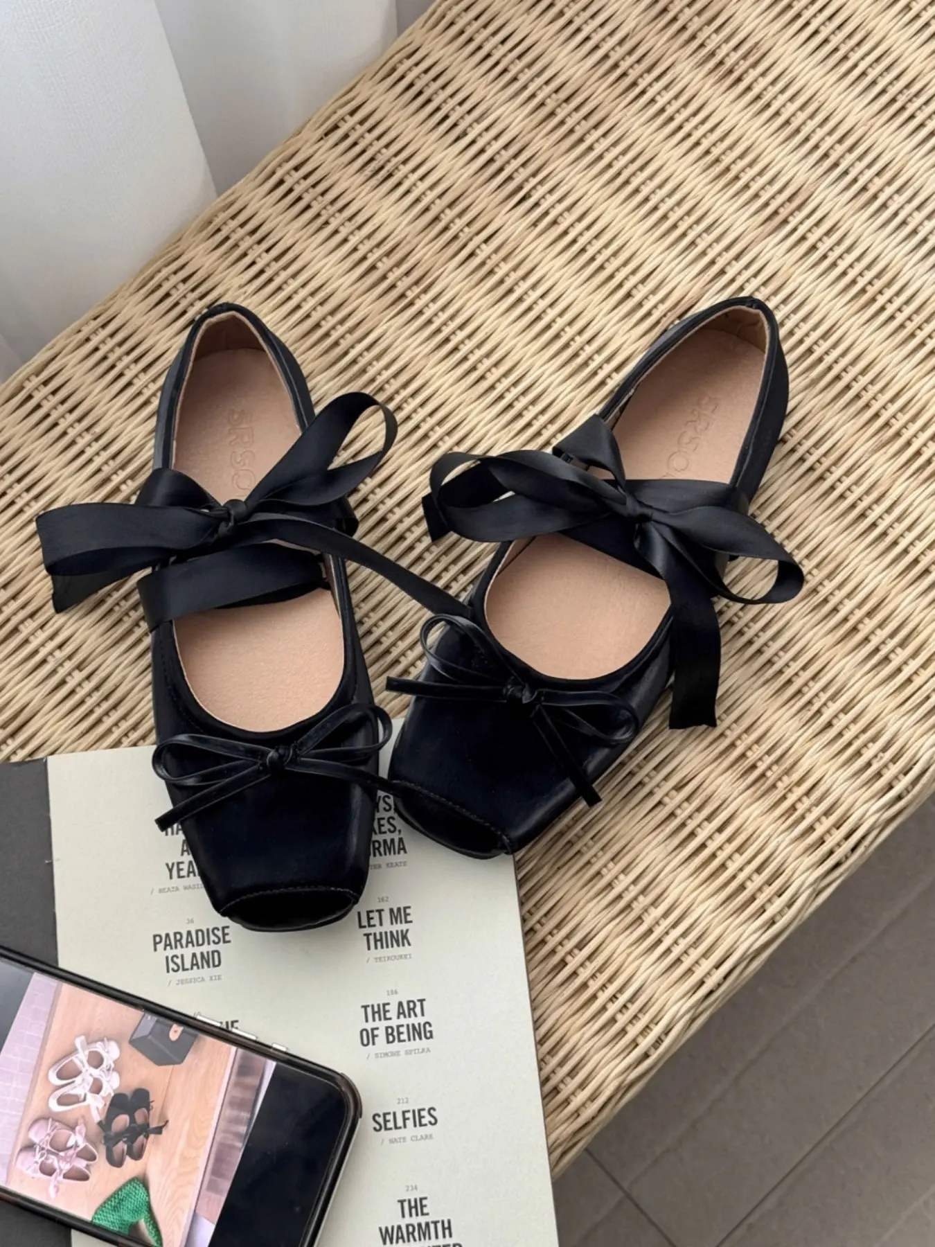 Women's Elegant Square Toe Mary Jane Shoes, Bow Ribbon Strap Ballet Flat, Versatile Soft Rubber Sole Commuter Loafers, Bowknot Design Flats