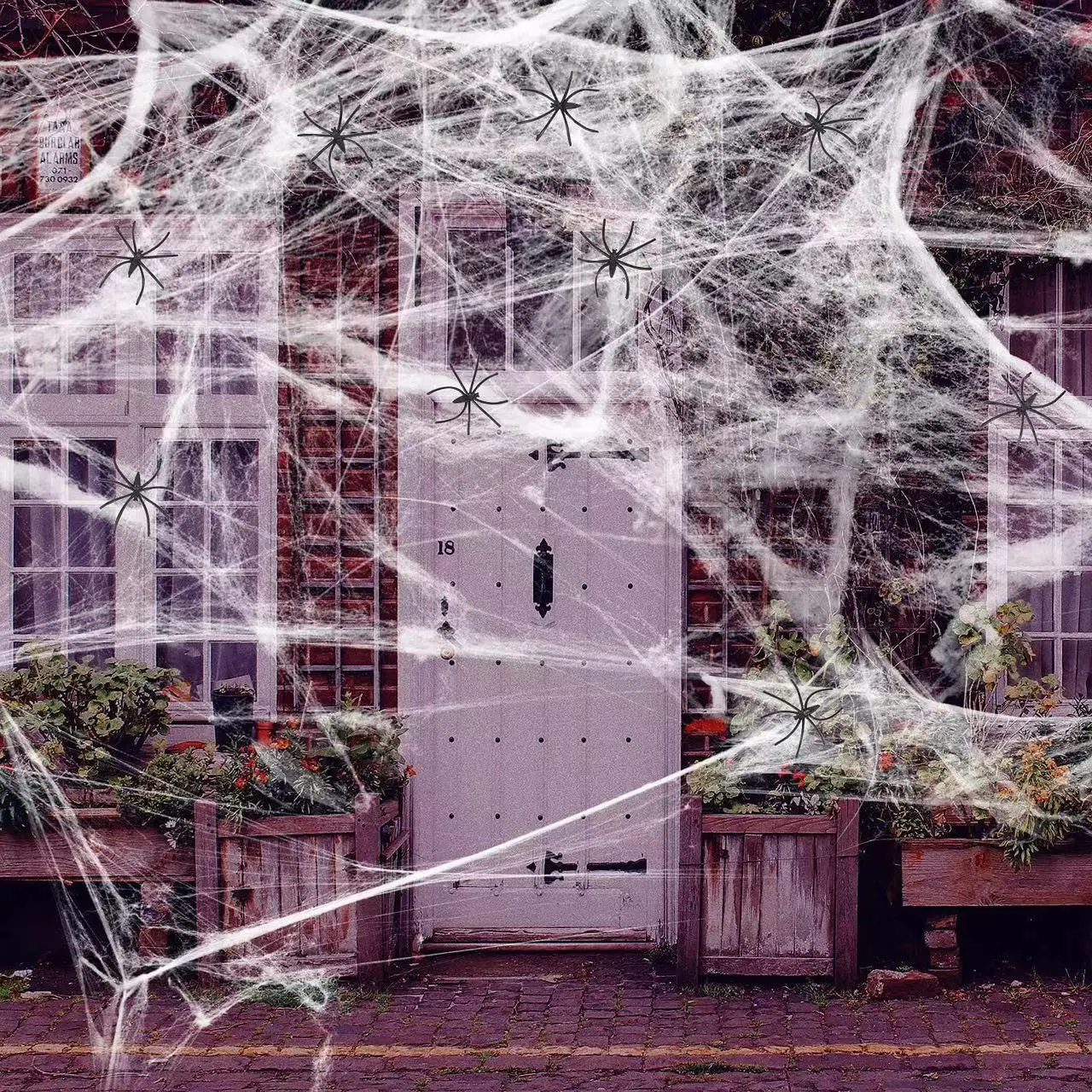 Halloween spider cotton decoration props Spider web spider silk Plastic small spider party arrangement
