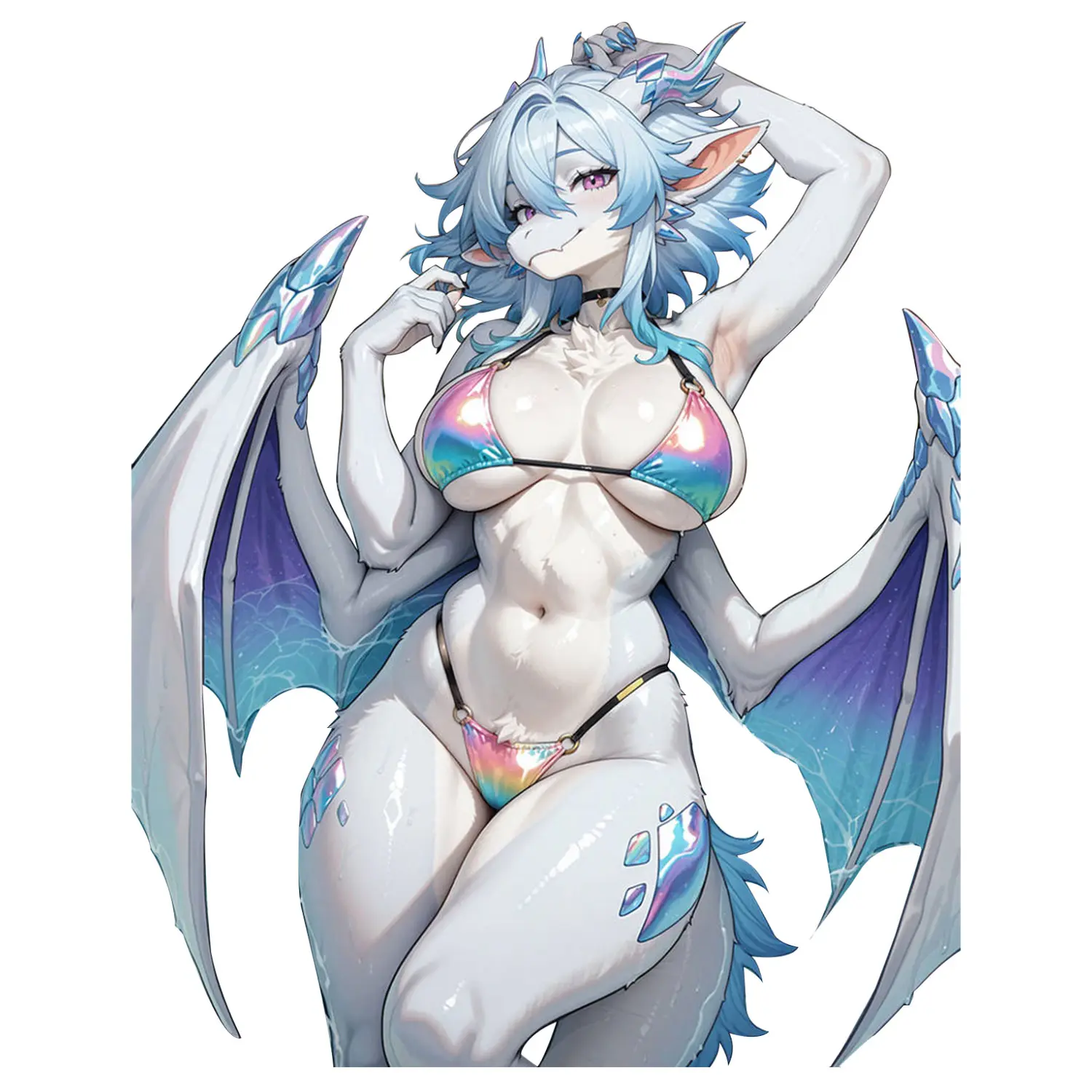 Iridescent Ice Dragon Girl Sticker, Fantasy Winged Character Art for Laptop, Phone, Water Bottle, Notebook, Car Window, Helmet or PC Case, Colorful Collectible Decor