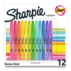 Chisel Tip Pocket Highlighters - Assorted Colors, 12 Count for Vibrant Highlighting and Easy Note-Taking