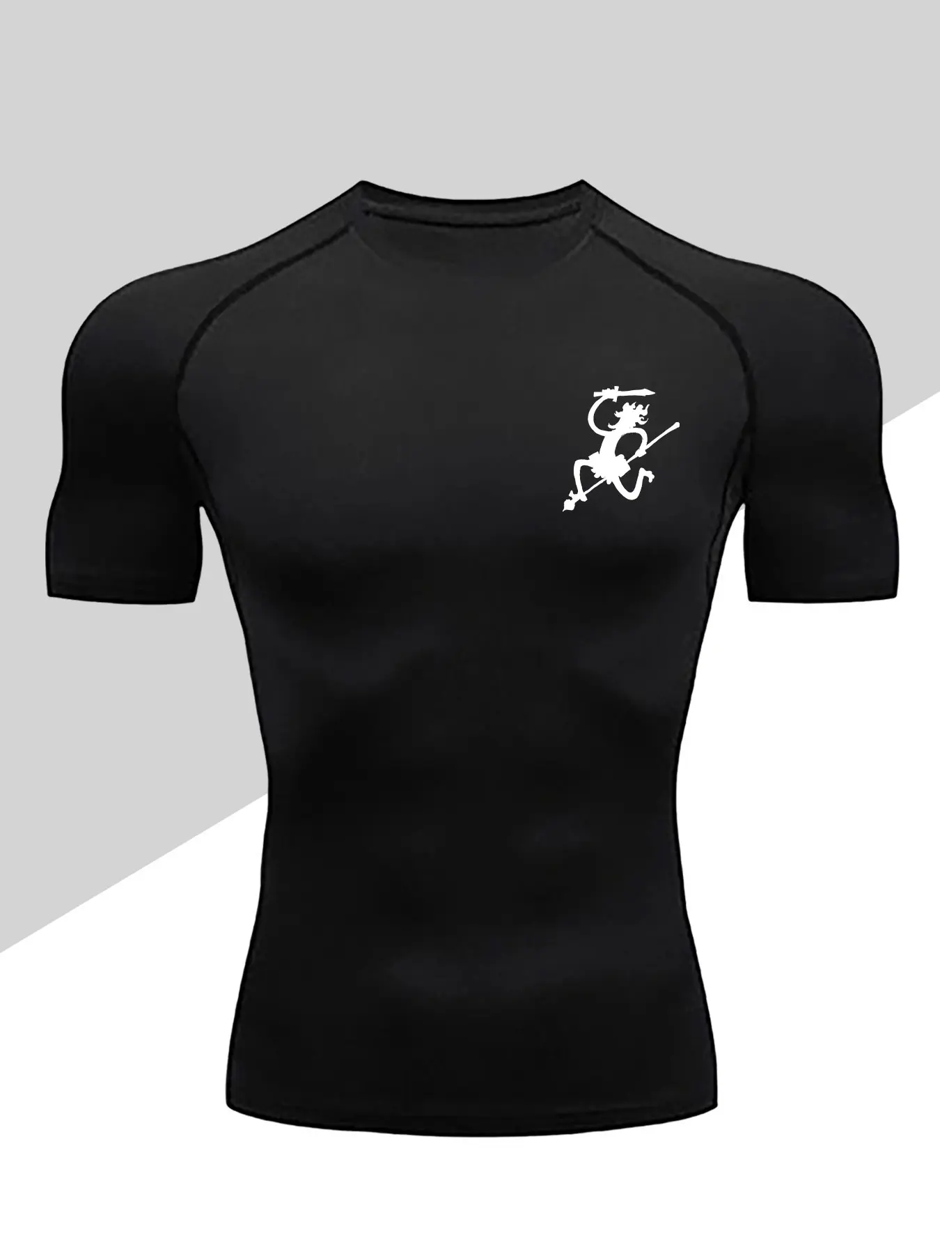 Men's Dragon Print Compression T-Shirt, Workout Rash Guard, Quick-Dry Breathable Stretch Fabric, Tight-Fitting Short Sleeve Top for Fitness and Outdoor Activities, Activewear