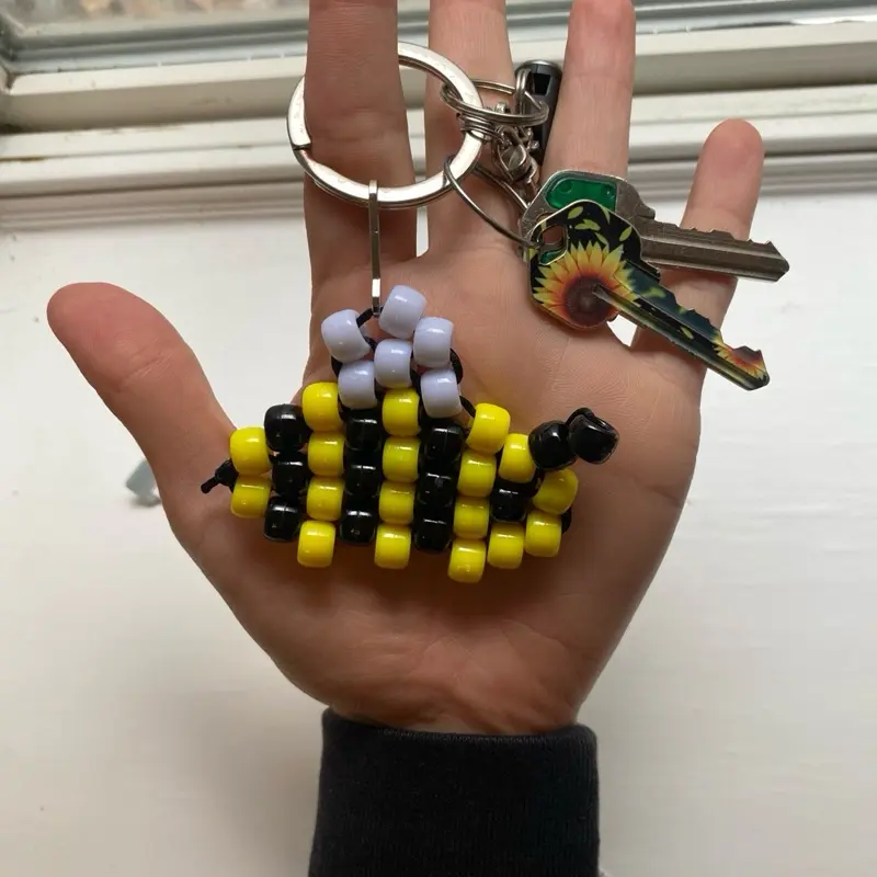 Cute Bee Keychain Handmade from Sturdy Nylon Thread with High Quality Beads for Keys, Backpack, Purses, etc!