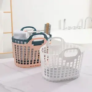 Portable Foldable Laundry Basket, 1 Count Household Storage Basket with Handle, Space Saving Storage Basket for Student Dormitories & Bathrooms