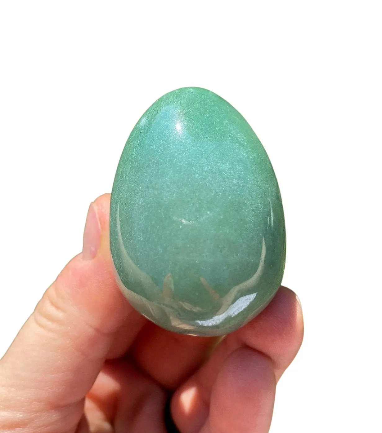 New Moon Beginnings Green Aventurine Stone Egg, Elegant Design, Natural Finish, Ideal for Spiritual and Holistic Practices