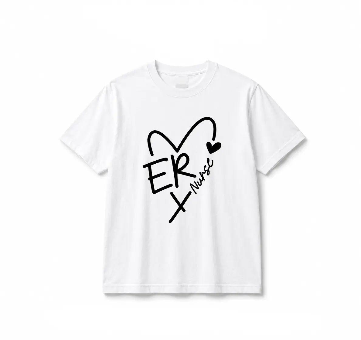 Women's ER Nurse Heart Design Ribbed Fabric Everyday Top - Emergency Department T-Shirt, Sweatshirt, Sweater, Tee