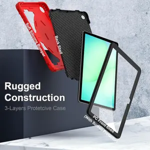 Case for Galaxy Tab A11 Plus /A9 Plus Samsung Tablet A11+ / A9+ 11 Inch Cases with Screen Protector 2026/2024 Galaxy 11" Cover Thickned Cornor Kickstand, Red Black