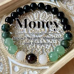 Prosperous Money And Abundant Elastic Beaded Bracelet, Good Luck Bracelet, Wealth Prayer Beads, Suitable As Gift For Women And Men's Jewelry Bracelet