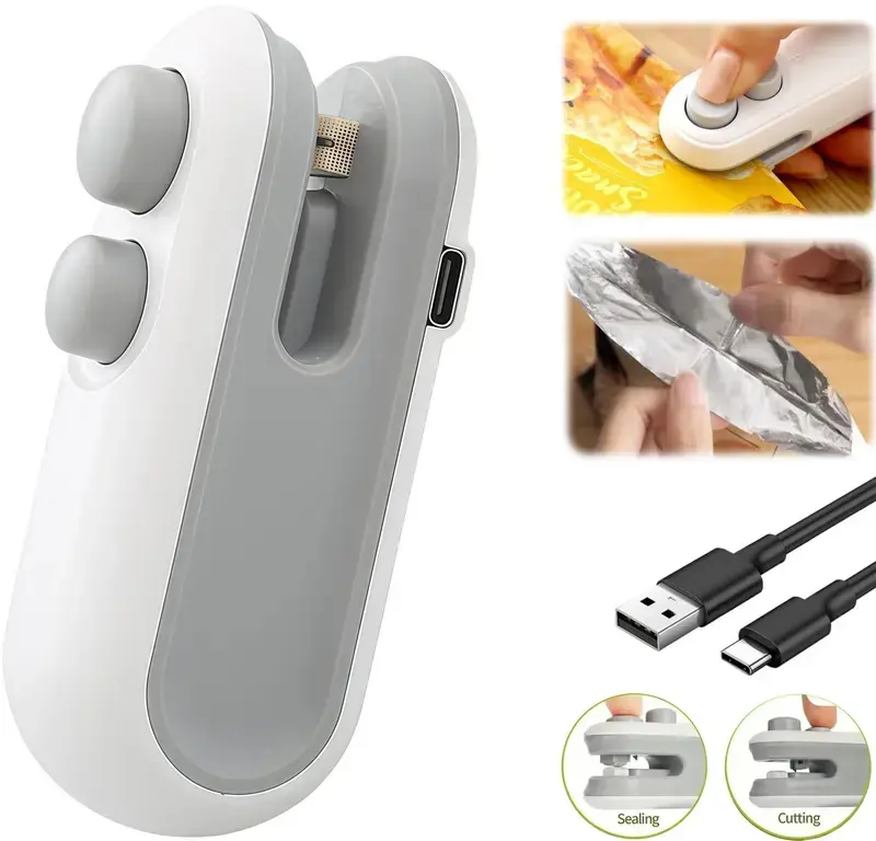 2026 New Mini Snack Bag Sealer Machine, USB Rechargeable Heat Sealer with Cutting Function, Portable Plastic Bag Sealer for Food Storage, Chips, Candy, Snacks Kitchen Gadget