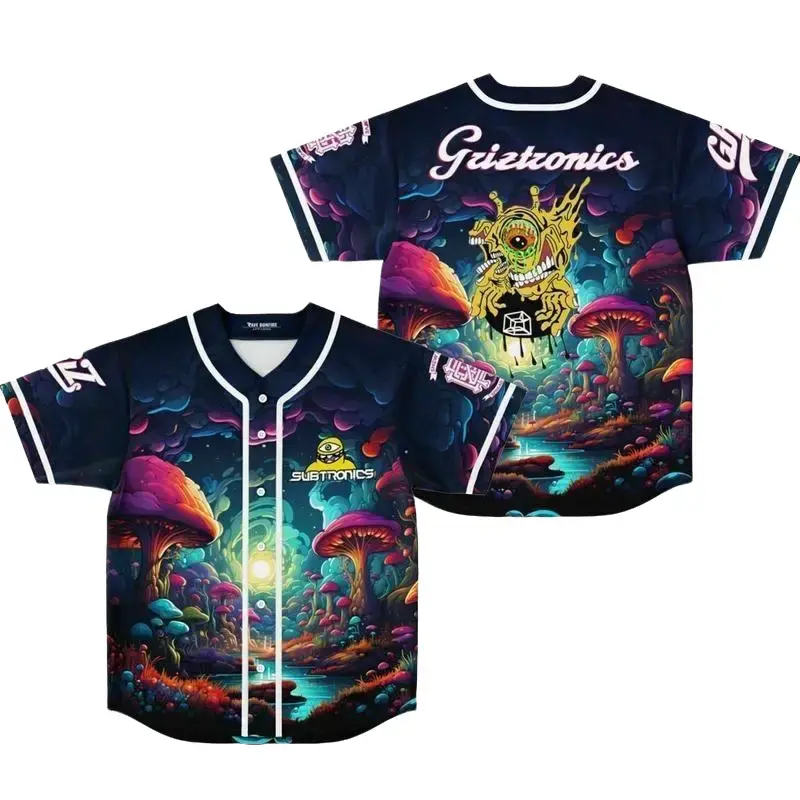 GRIZtronics Baseball Jersey EDM Music Shirt, EDM Festival Family Gift, Unisex Breathable Men's Jersey, 420 Lover Graphic Shirt, Gift For Baseball Fan EDM Electronics Music