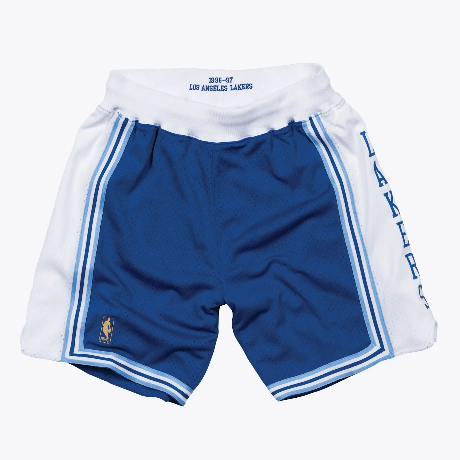Royal Los Angeles Lakers Authentic 1996-97 Alternate Shorts - Mitchell & Ness NBA Throwback, Retro Basketball Shorts