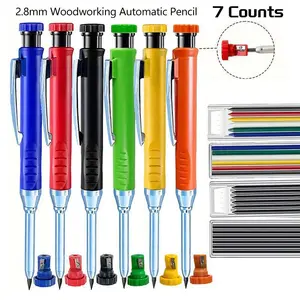 Woodworking Mechanical Pencils Set, 7 Counts/set Including 2.8mm Mechanical Pencil & Refill & Pencil Sharpener, Drawing Tools for Woodworking & Porcelain Drawing