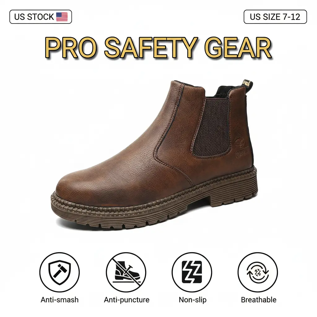Ergonomic Splash-proof Smash-proof Puncture-proof Breathable Safety Shoes Unisex Chef Work Shoe Waterproof Anti-slip Durable Outdoor Comfortable crafted for Aviation Ground Crews Security Personnel and Active Patrol Officers Men Women