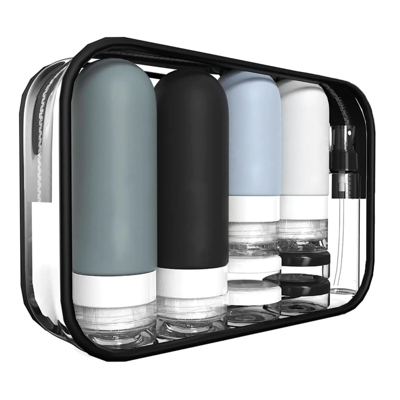 15-Piece Travel Dispenser Set, Containers, Airtight Silicone Container, Silicone Toothbrush Holder, Leak-Proof Reusable Shampoo Conditioner Bottle, Essential Travel Accessories