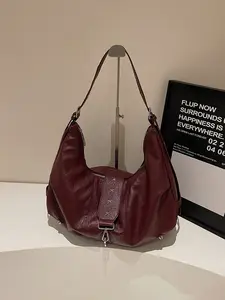 1pcWomen's Single Shoulder Tote Bag, Solid Color Crossbody Bag, Handbag Sling Bag, Adjustable Strap, Zipper Closure, Fashionable & Versatile, Casual Daily Use