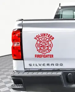 Volunteer Firefighter Maltese Cross Decal – High-Quality Vinyl Firefighter Sticker | Thrilling Signs
