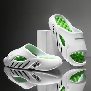 Plus Size Men'S Stylish Color Block Open Toe Breathable Chunky Slippers, Comfy Non Slip Durable Anti Odor EVA Slides, Men'S Daily Footwear