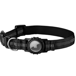 Airtag Dog Collar with Waterproof AirTag Case, Reflective Soft Padded & Safety Air Tag Pet Collar Adjustable for Large Dogs