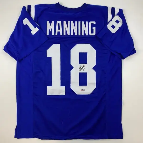 Facsimile Autographed Peyton Manning Blue Laser Jersey