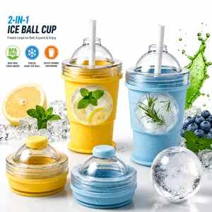 Folding ice hockey cup, silicone cup, summer ice hockey folding water cup, creative silicone ice cube mold, large spherical homemade whiskey freezer. Reusable Coffee
