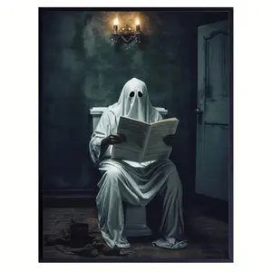 Unframed Dark Learning Ghost Wall Art Picture, Halloween Witch Print Poster, Perfect for Halloween, Horror Movie Lover