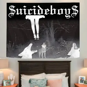Hip Hop Singer Boys Music Pattern Tapestry Wall Mural, Wall Hanging for Home Living Room Bedroom, Vanity Decor Accessories, Bedroom Refresh Decor