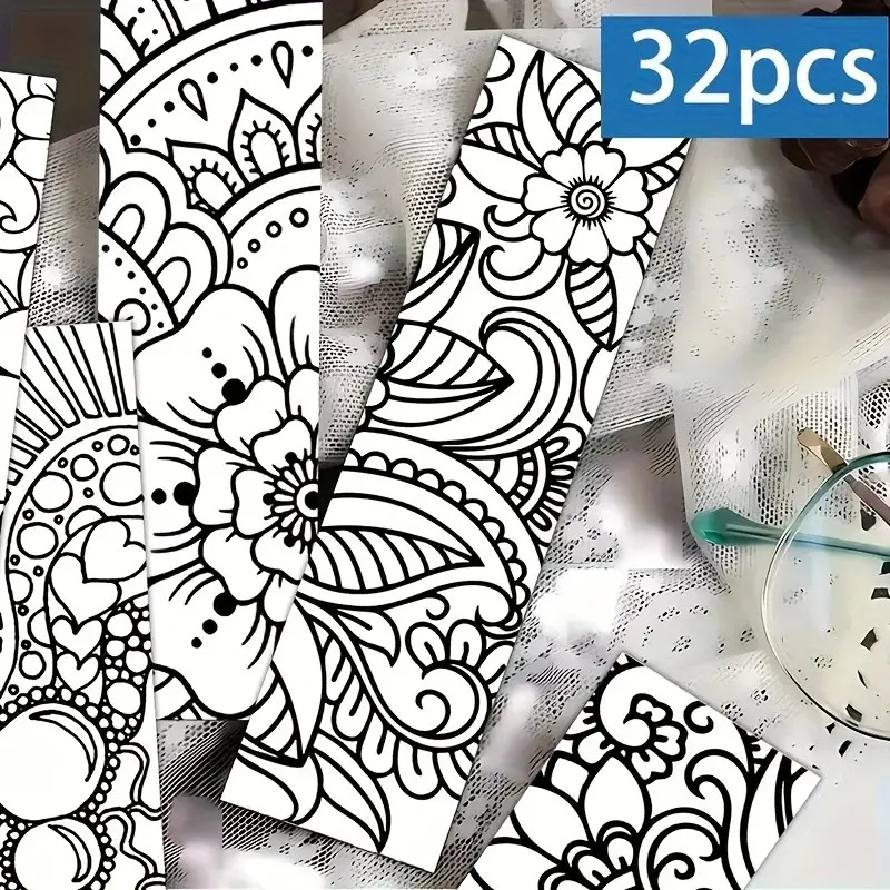 Mandala Coloring Bookmarks Set, Art Drawing & Floral Designs, Ideal for Creative Relaxation, Great Gift for All Occasions