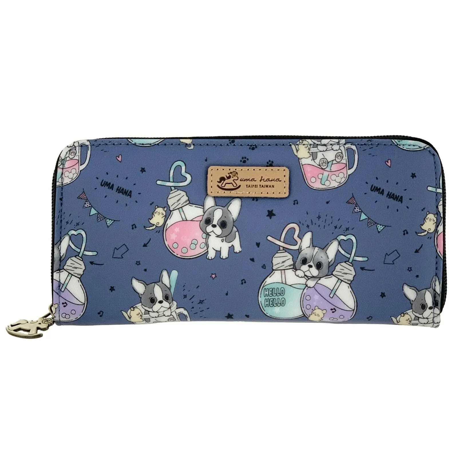 Blue Boba Frenchie Long Wallet