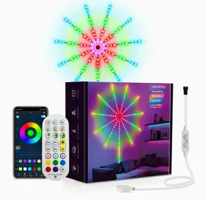 1PCS Smart Firework Led Lights Indoor, Led Fireworks Lights Music/Mic Sync with Firework Launch Effect Remote & APP Control, RGB Color Changing Led Strip Lights for Room New Year Party Decor