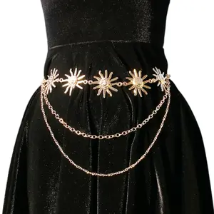 Gold Sun Waist Chain Celestial Goddess Belt for Fairycore Boho Greek Goddess Jewelry