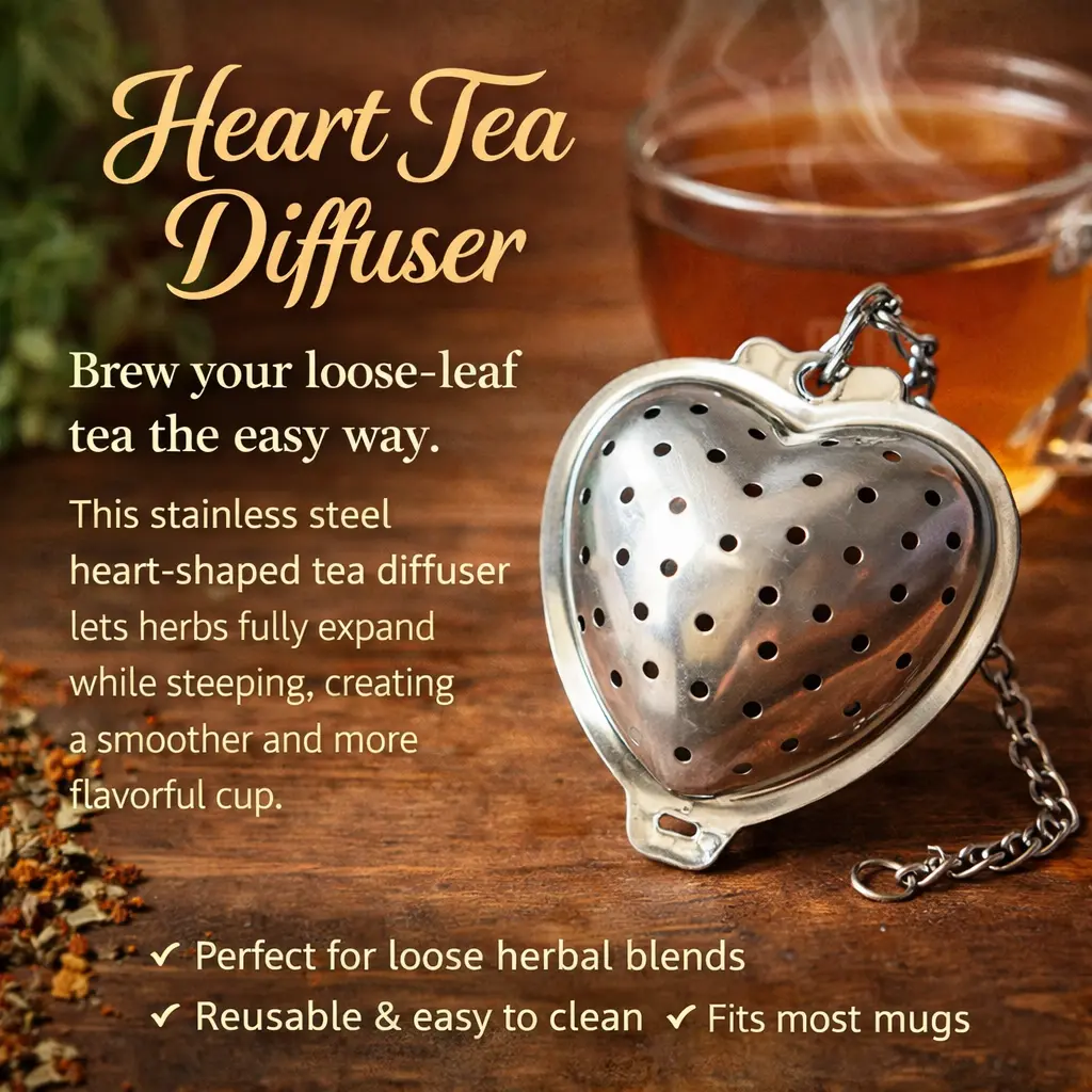 Heart Tea Diffuser – Stainless Steel Loose Leaf Tea Infuser for Herbal Tea