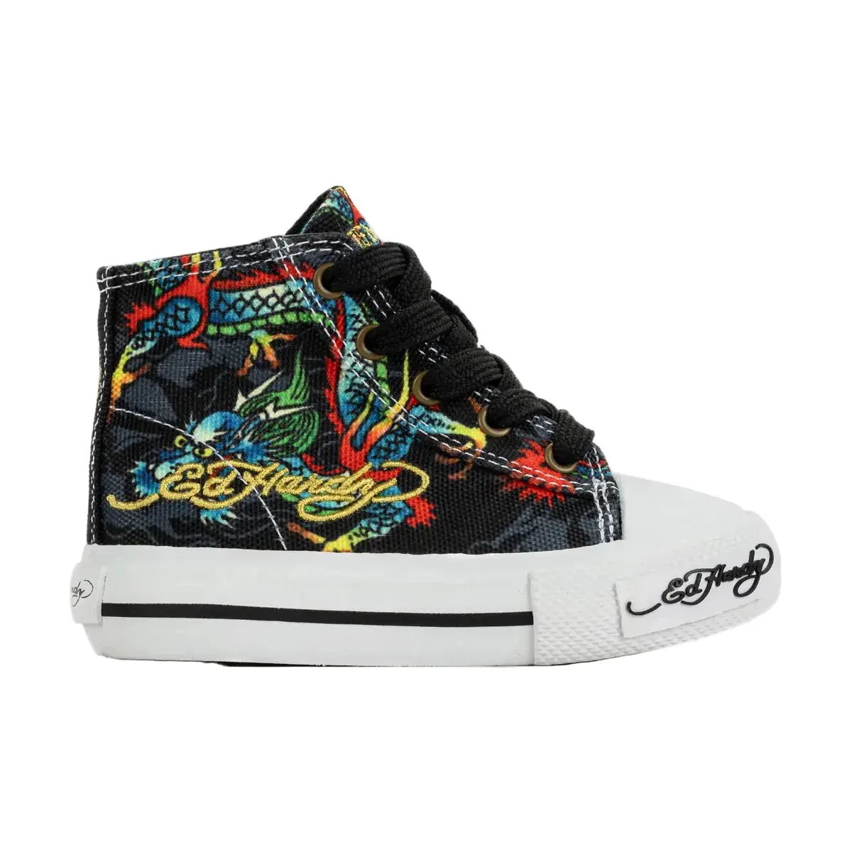 Ed Hardy Dragon Tattoo High Top Black White TD Fashion Shoes New