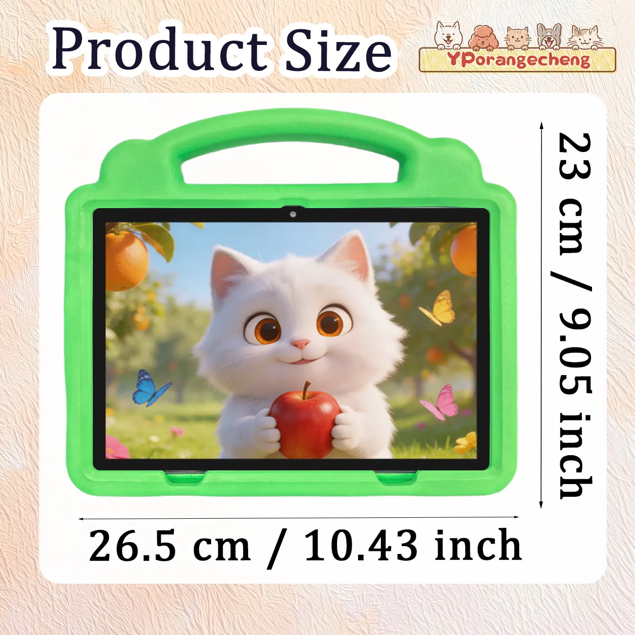 10.1 Inch Kids Tablet Android 12, 3GB RAM 64GB ROM children Learning Tablet with Parent Control, Dual Camera, 2G/5G WiFi, Shockproof Protective Case, Educational Tablet Gift for Boys Girls,NO Adapter