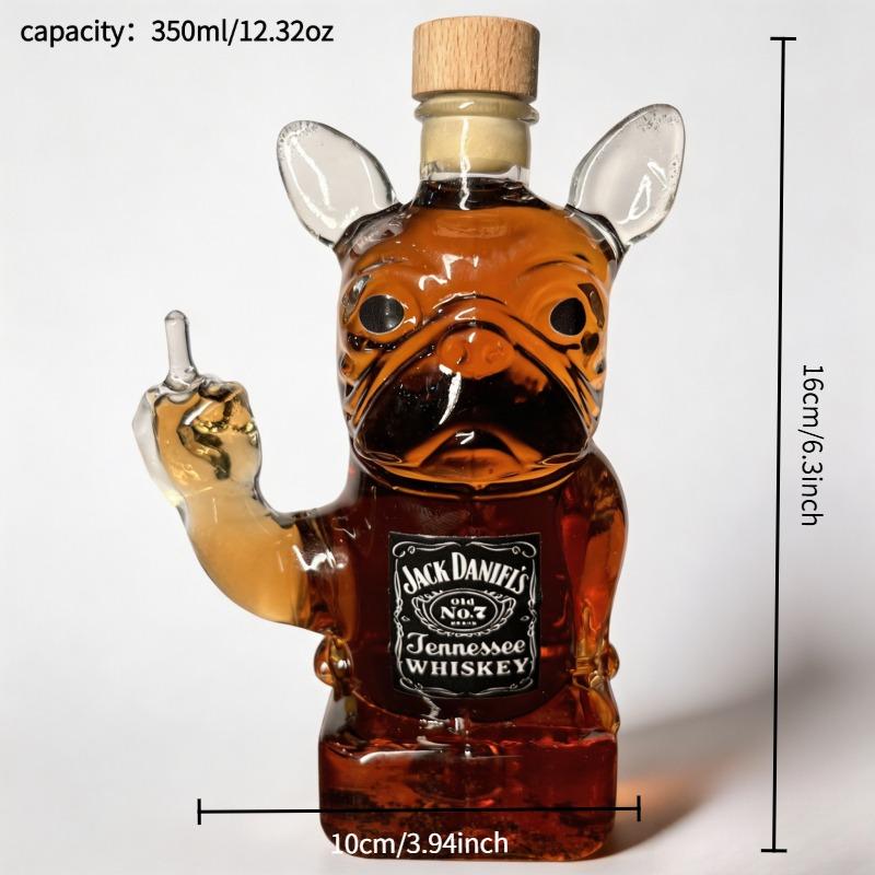 Bulldog Shaped Crystal Glass Whiskey Decanter, Portable Art Wine Storage Ornament for Home Party Festival Use, Exquisite Desktop Decor & Unique Christmas Gift Choice for Men and Couple
